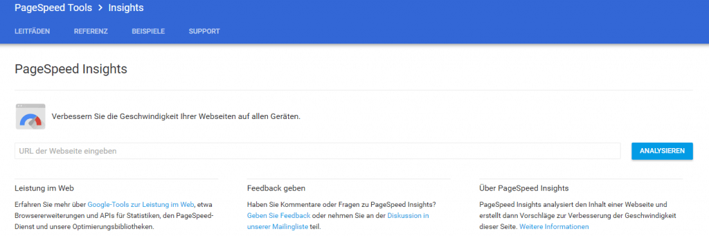>Pagespeed testing Tool von Google.