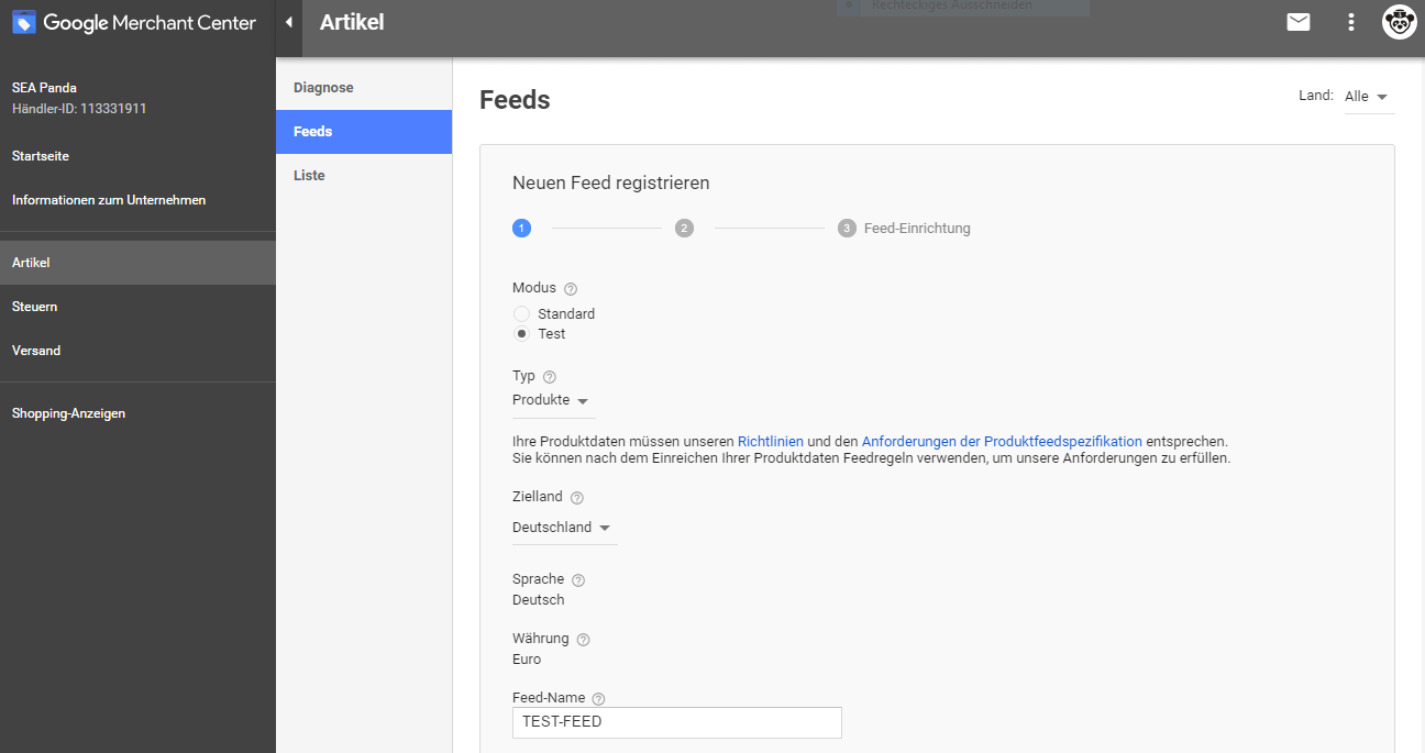 >Google Merchant Center Screenshot