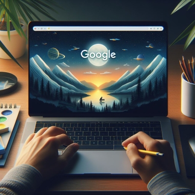 Laptop mit Google Ads offen