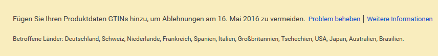 >Warnhinweis aus dem Google Merchant Center